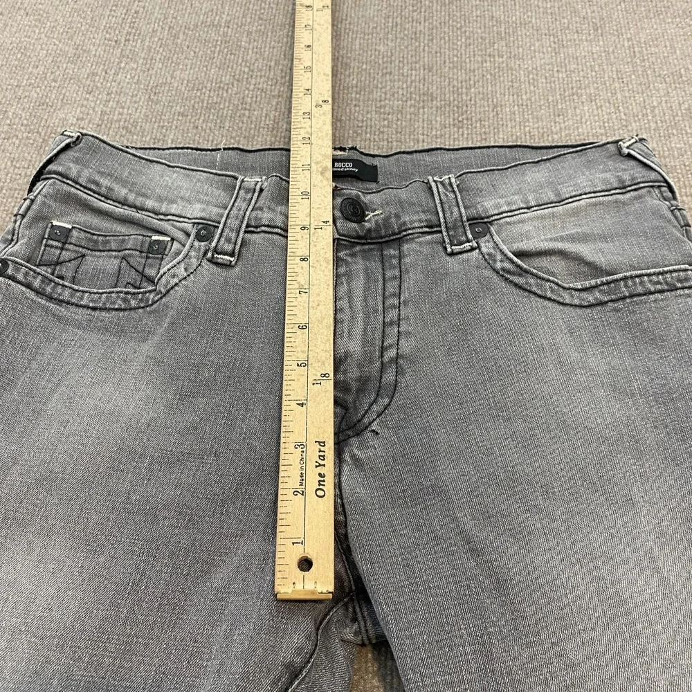 True Religion Rocco Relaxed Skinny Jeans Gray Med Wash Stretch Denim Mens 33x34